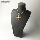 Pendant Necklace Gold Color Sun,Link Chain Fashion Ethnic Jewelry Europe Style 925 Stering Silver Bijoux Gift For Men Women