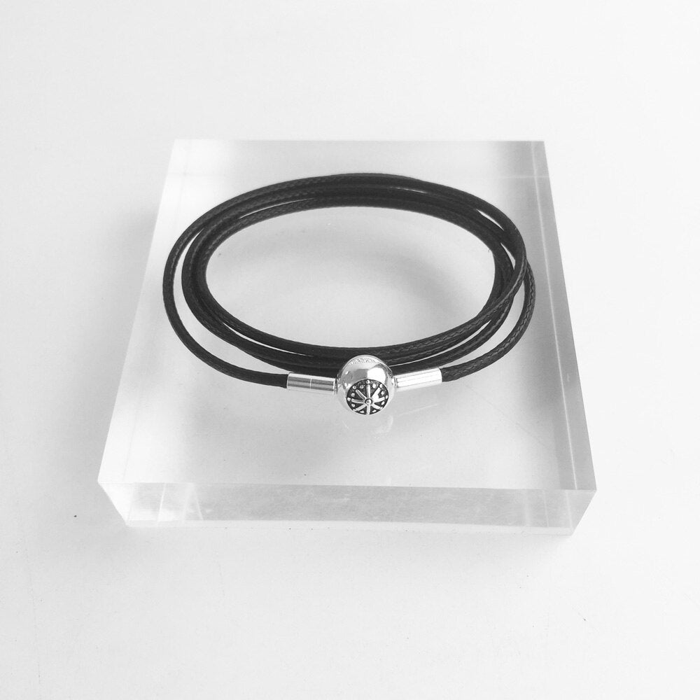 Waxed Cotton Black Basic Necklace,Strand Fashion Jewelry Europe Style Rebel 925 Sterling Silver Gift For Men Women Friend