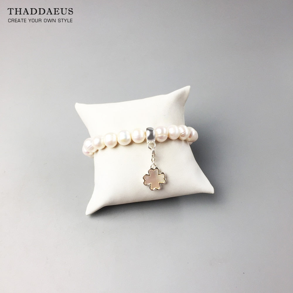 Freshwater Pearls Charm Bracelet Europe Club Style Fine Jewerly For Women Gift In 925 Sterling Silver
