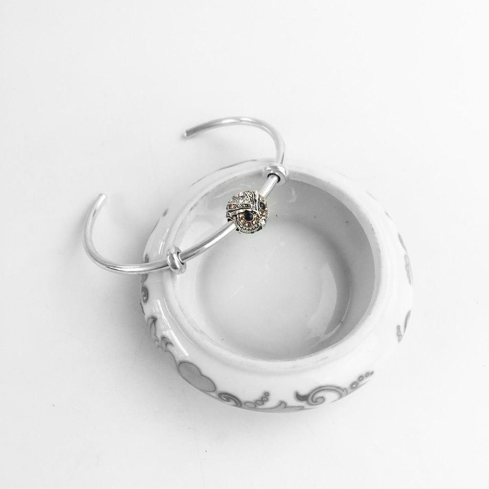 Bracelet Bangles Owl Bead Fashion Karma Jewelry Vintage Gift For Women Men,Brand New Good In 925 Sterling Silver