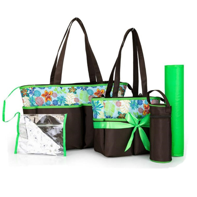 5pcs/Set Fashion Mother Bag Diaper Bags For Mom Baby Large Capacity Nappy Bags Organizer Stroller For Maternity Hobos Handbags