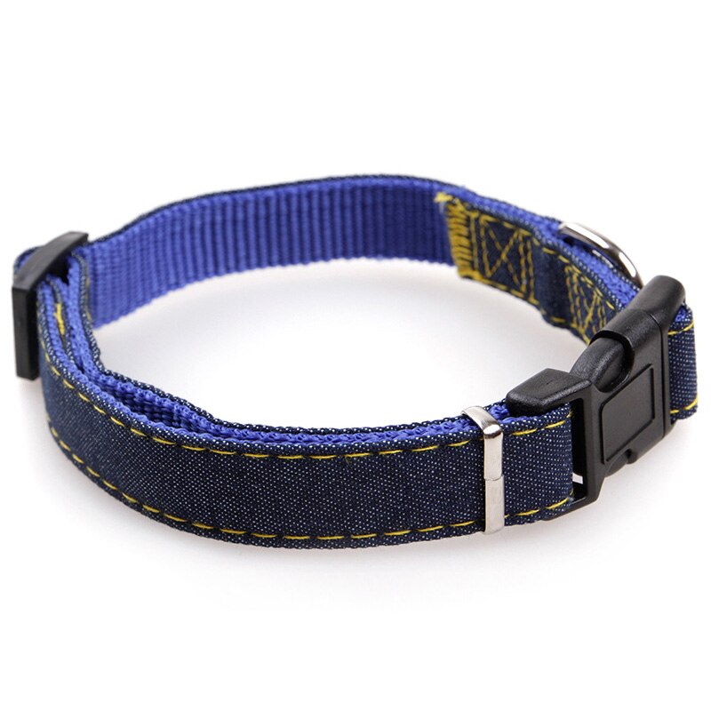Pet Dog Denim Adjustable Leash and Collar Set Thickened and Durable 4 Colors Collar Traction Rope for Small Dog Cat Pet Supplies - anconmall