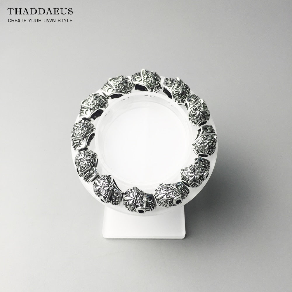 Bracelets Fleur-de-lis Lily & Skull Punk Bead Brand Silver Fashion Europe Style Jewelry Bijoux Gift For  Men & Women