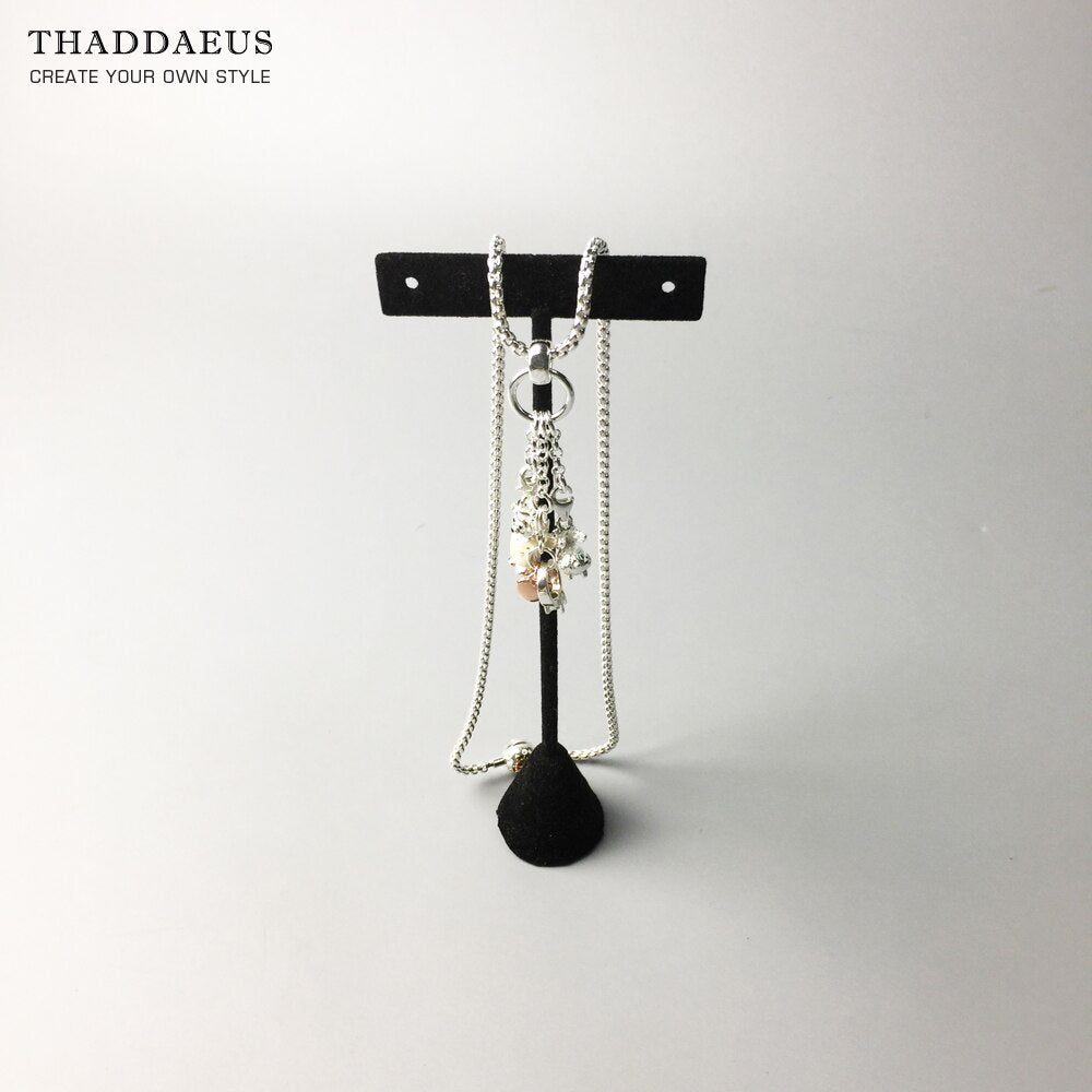 Silver Dangle Three Curb Charms Carriers 925 Sterling Silver Fit Necklace, Europe Glam Jewelry Soul Gift For Women