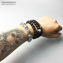 Bracelets Fleur-de-lis Lily &amp; Skull Punk Bead Brand Silver Fashion Europe Style Jewelry Bijoux Gift For  Men &amp; Women