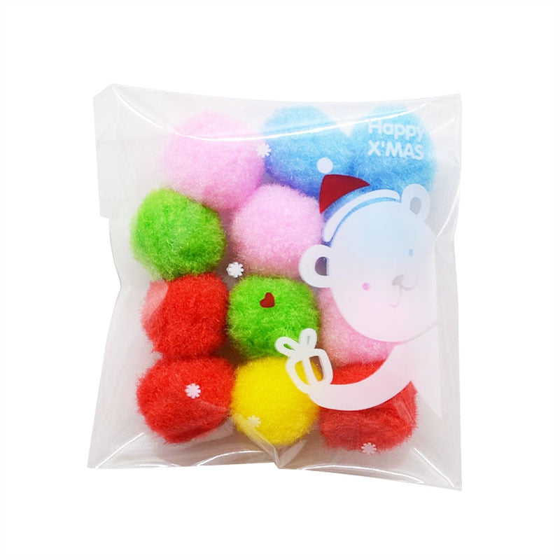 100Pcs Christmas Candy Bags Cute Plastic Gift Cookies Packaging Bags Biscuits Snack Candy Cake Packing Bags for Xmas Decoration