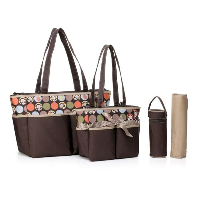 5pcs/Set Fashion Mother Bag Diaper Bags For Mom Baby Large Capacity Nappy Bags Organizer Stroller For Maternity Hobos Handbags