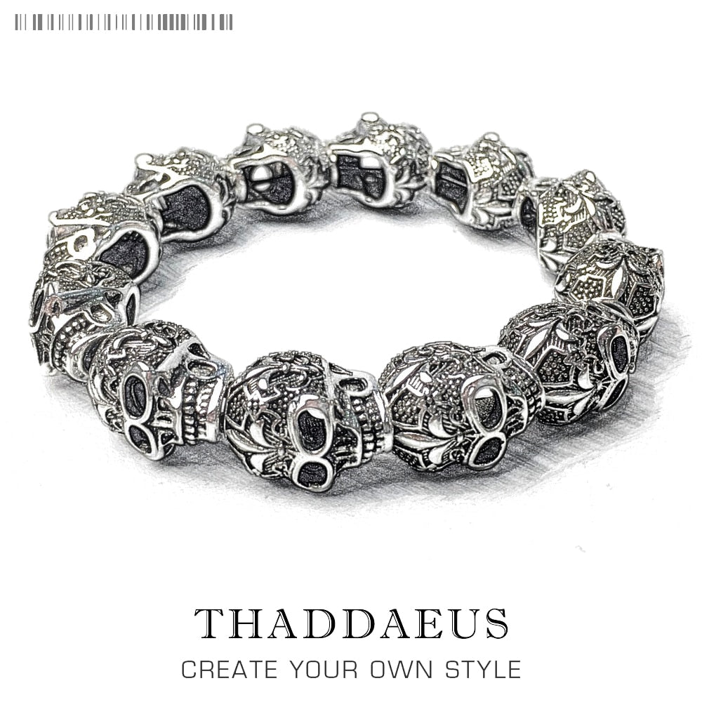 Bracelets Fleur-de-lis Lily &amp; Skull Punk Bead Brand Silver Fashion Europe Style Jewelry Bijoux Gift For  Men &amp; Women
