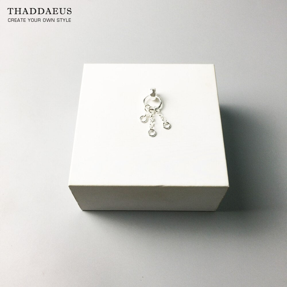 Silver Dangle Three Curb Charms Carriers 925 Sterling Silver Fit Necklace, Europe Glam Jewelry Soul Gift For Women