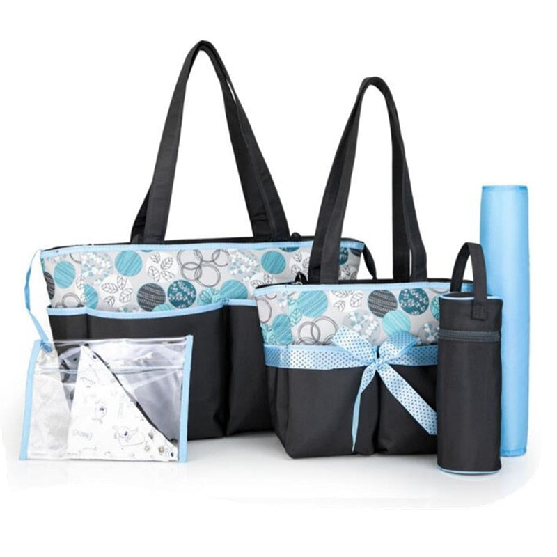 5pcs/Set Fashion Mother Bag Diaper Bags For Mom Baby Large Capacity Nappy Bags Organizer Stroller For Maternity Hobos Handbags