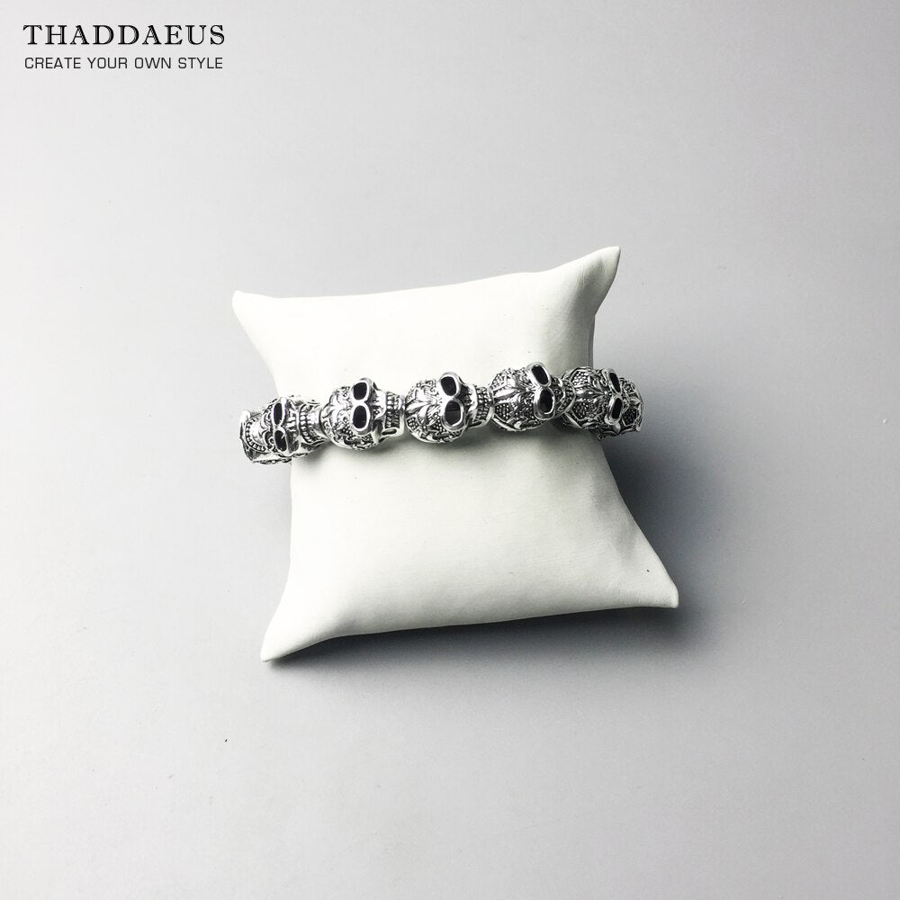 Bracelets Fleur-de-lis Lily &amp; Skull Punk Bead Brand Silver Fashion Europe Style Jewelry Bijoux Gift For  Men &amp; Women