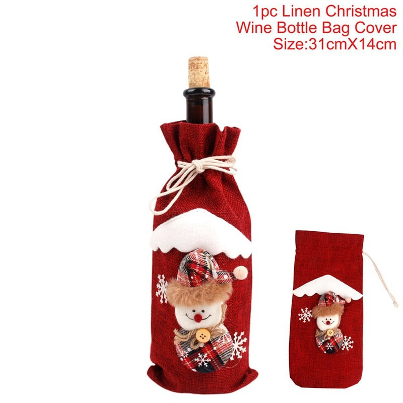 Christmas Bottle Cover Merry Christmas Decorations for Home 2022 Christmas Ornaments Navidad Noel Xmas Gift Happy New Year 2023