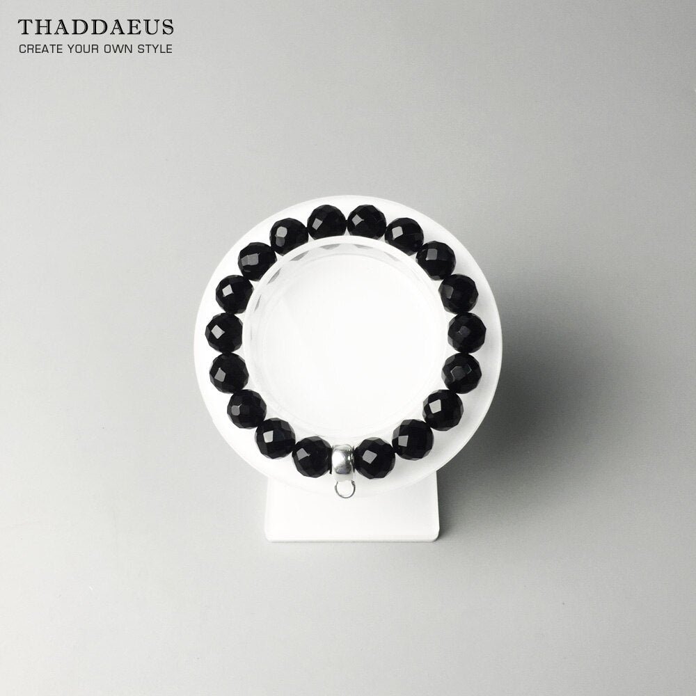 Black Stone Bracelet,Europe Style Glam Fashion Jewerly For Women Gift In 925 Sterling Silver