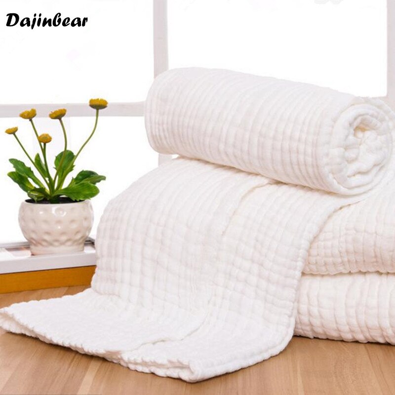 Dajinbear Baby bath towel 100% cotton ultra soft baby gauze towel newborn towel big thick 6 layer Size 90*110 CM