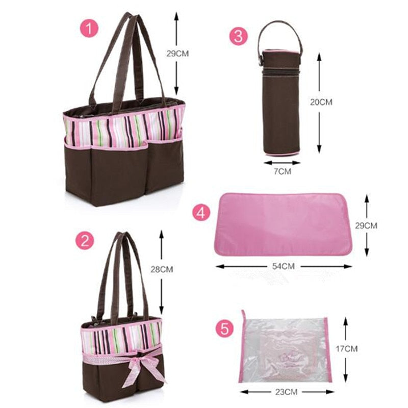 5pcs/Set Fashion Mother Bag Diaper Bags For Mom Baby Large Capacity Nappy Bags Organizer Stroller For Maternity Hobos Handbags