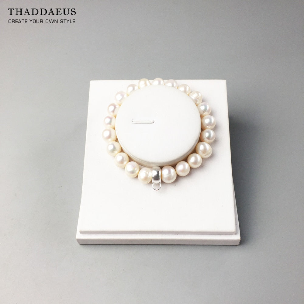 Freshwater Pearls Charm Bracelet Europe Club Style Fine Jewerly For Women Gift In 925 Sterling Silver