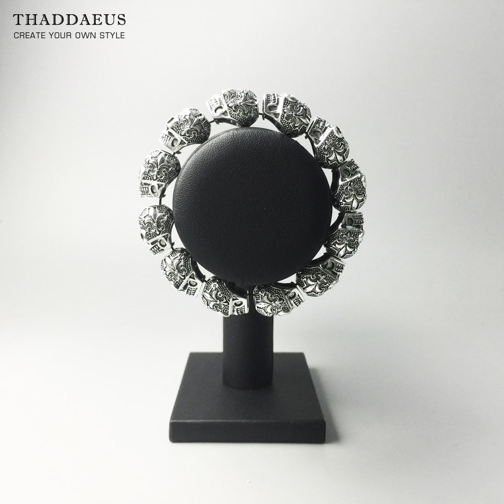 Bracelets Fleur-de-lis Lily &amp; Skull Punk Bead Brand Silver Fashion Europe Style Jewelry Bijoux Gift For  Men &amp; Women