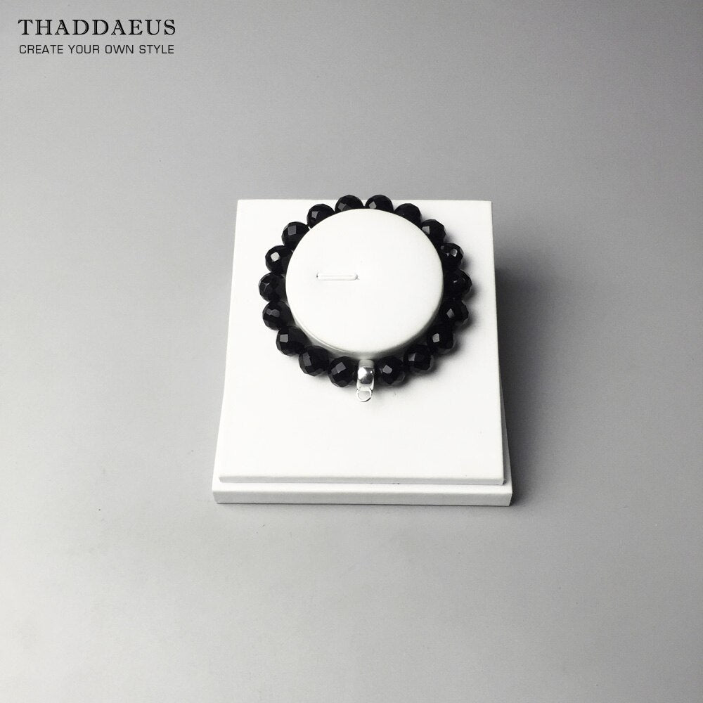 Black Stone Bracelet,Europe Style Glam Fashion Jewerly For Women Gift In 925 Sterling Silver