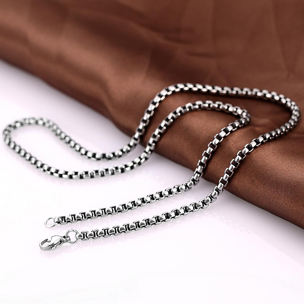 4mm Link Chain Necklace Brand New Punk Fashion Jewelry Europe Style Soul Stainless Steel Bijoux Gift For Men Women
