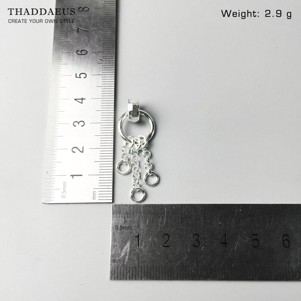 Silver Dangle Three Curb Charms Carriers 925 Sterling Silver Fit Necklace, Europe Glam Jewelry Soul Gift For Women