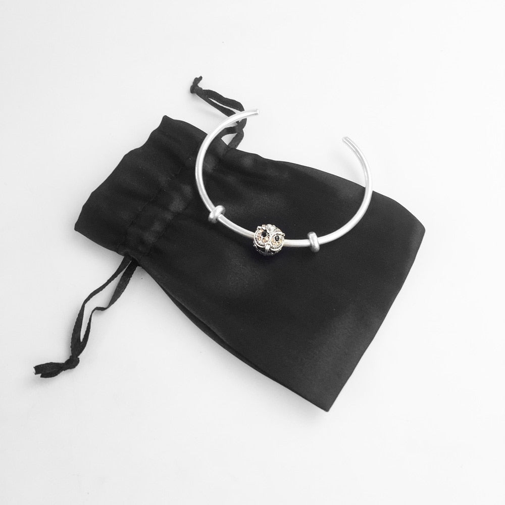 Bracelet Bangles Owl Bead Fashion Karma Jewelry Vintage Gift For Women Men,Brand New Good In 925 Sterling Silver