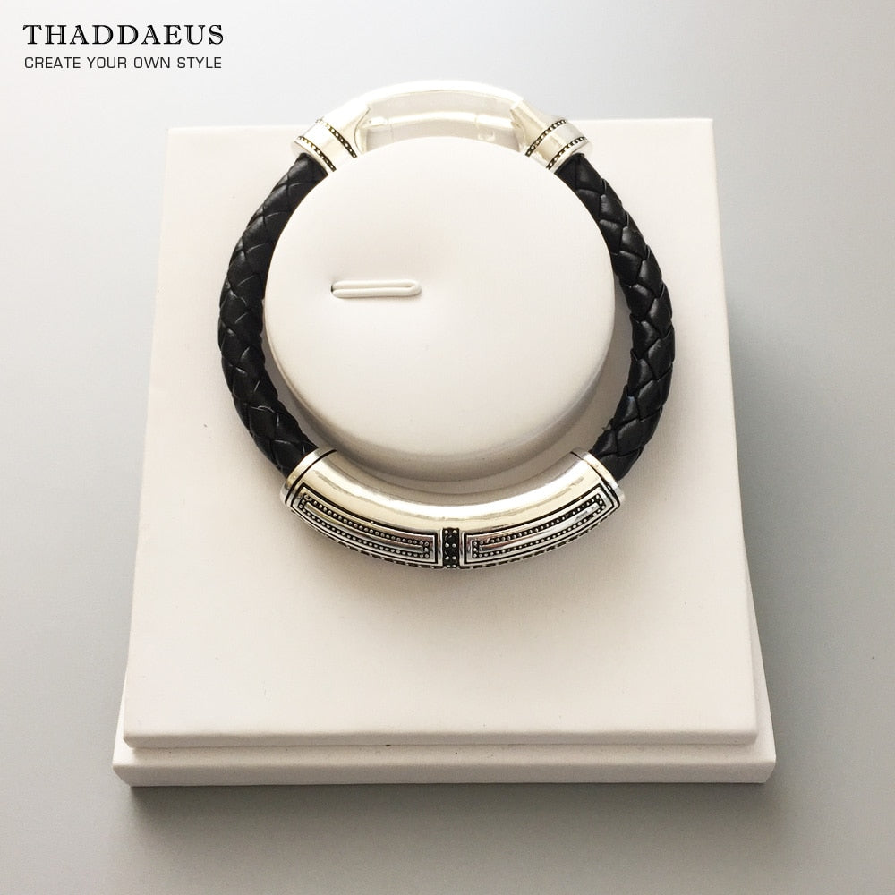 Brand New Leather Bracelet Cross,Europe 925 Sterling Silver Rebel Casual Fashion Jewelry Gift For Men Women Lover