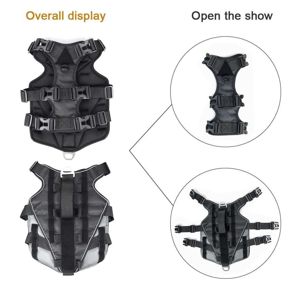 High Quality Dog Harness Tactical Dogs Harness 1680D Oxford Cloth Dog Vest for Medium and Large Sized Dogs German Shepherd Hound - anconmall