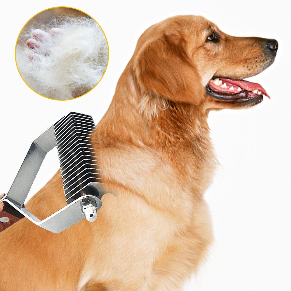 Pet Comb Nail Clippers Dog Grooming Wooden Handle Open Knot Comb Hair Removal Brush Float Nail Scissors For Dogs Cats - anconmall