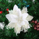5pcs 14cm Glitter Artificial Christmas Flowers Xmas Tree Ornaments Merry Christmas Decorations for Home New Year Gifts Navidad