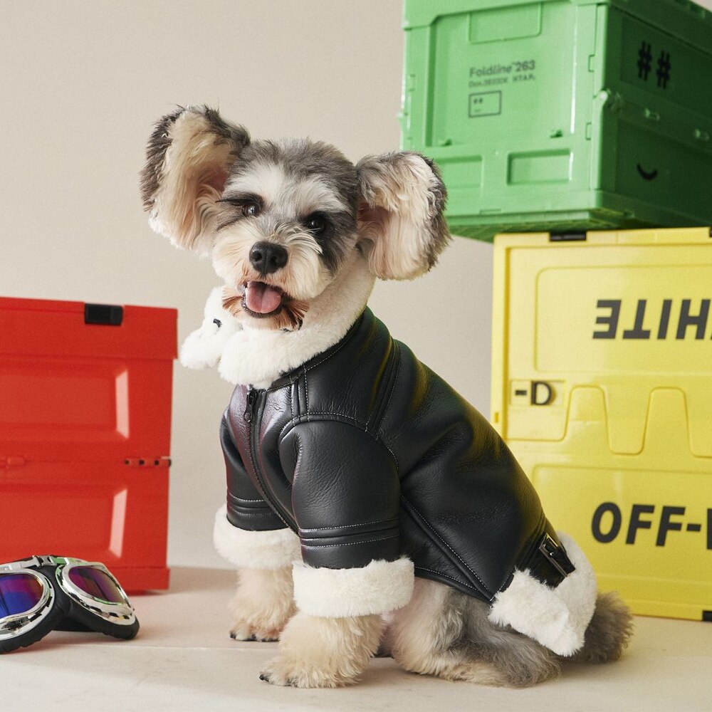 Soft Lapels Faux Fur Coat Black Thickened Warm Coats Dog Jackets for Puppies Teddy French Bulldog - anconmall