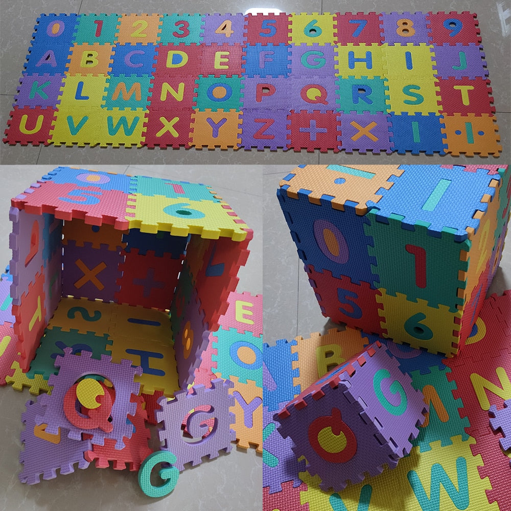 Baby Play Mat Montessori Children Toys Children Carpet Puzzle EVA Tiles Alphabet Numbers And Symbol 15*15cm Small Size