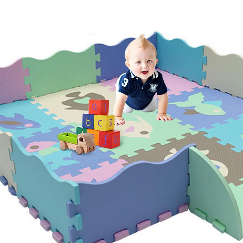 EVA Foam Play Mat with Fence Baby Puzzle Jigsaw Floor Mats Thick Carpet Pad For Kids Educational Toys Activity Pad Random Color