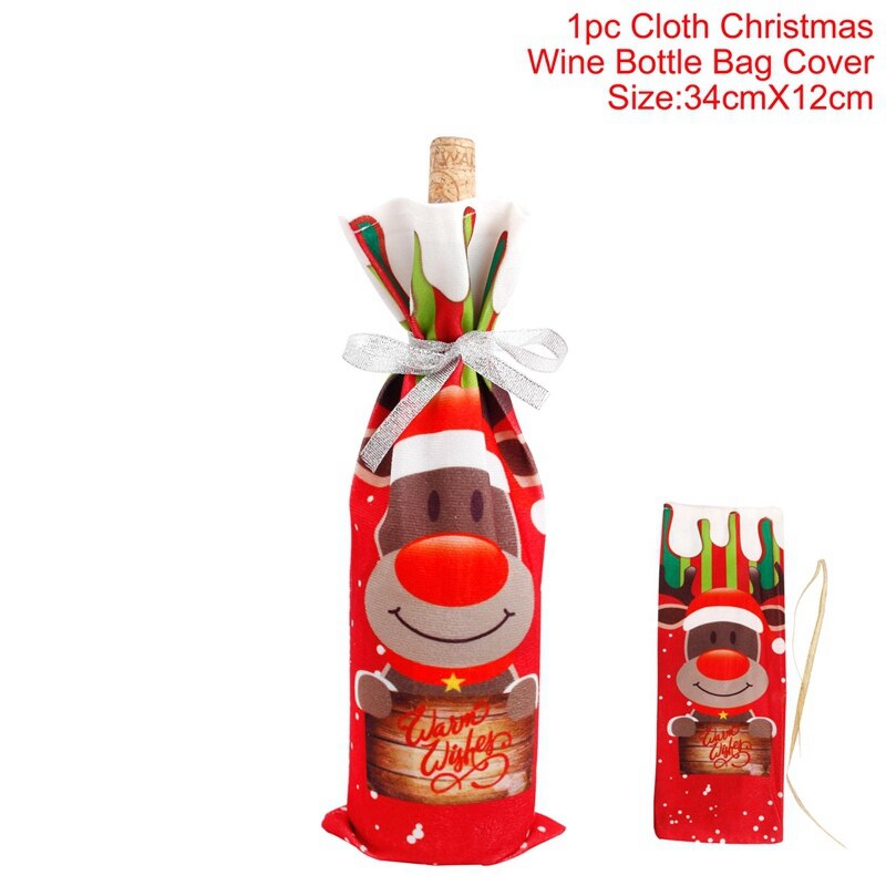 Christmas Wine Bottle Cover Merry Christmas Decorations For Home 2022 Christmas Ornament New Year 2023 Xmas Navidad Natal Gifts