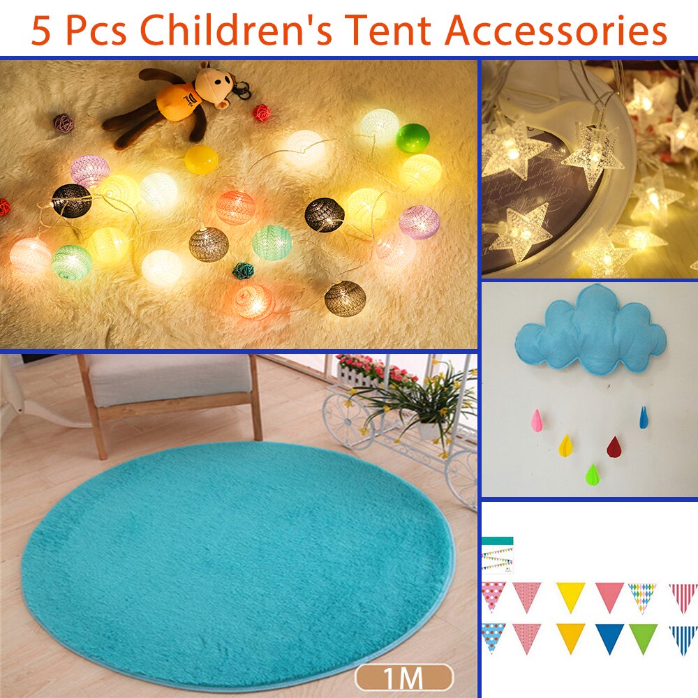 Children&#39;s Tent Teepee Tent For Kids Portable Tipi Infantil House For Children Cabana Kids Tents Decoration Carpet LED Lights