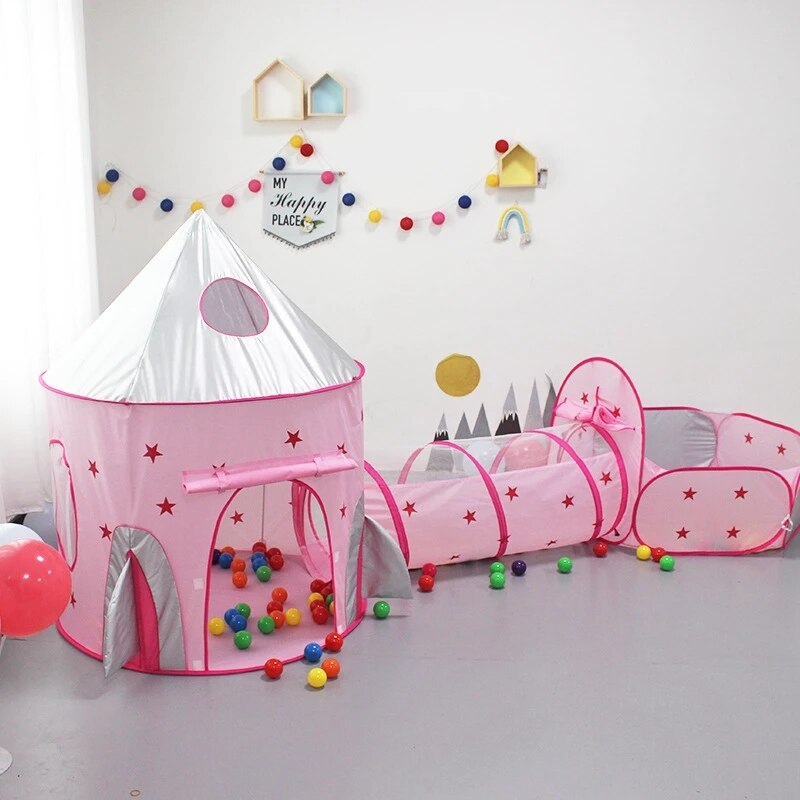Children Tent Portable Kids Spaceship Tent Play House Toys Tunnel Crawling Castle Portable Ocean Ball Pool Pit Baby Gift