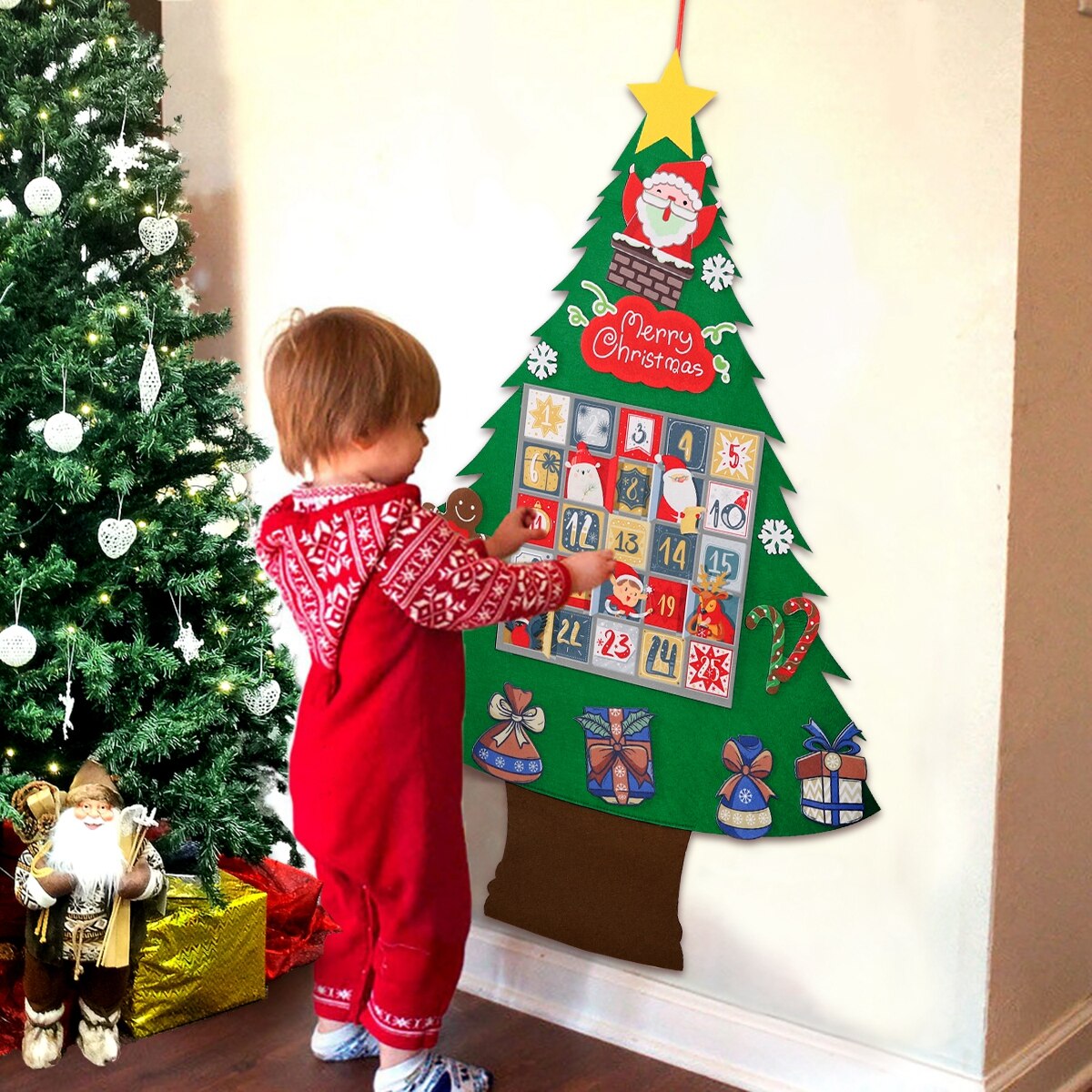 DIY Felt Christmas Tree Christmas Decoration for Home Navidad 2022 New Year Kids Gift Christmas Ornaments Santa Claus Xmas Decor - anconmall