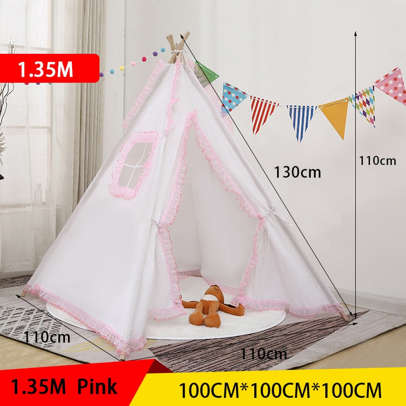 Children&#39;s Tent Teepee Tent For Kids Portable Tipi Infantil House For Children Cabana Kids Tents Decoration Carpet LED Lights