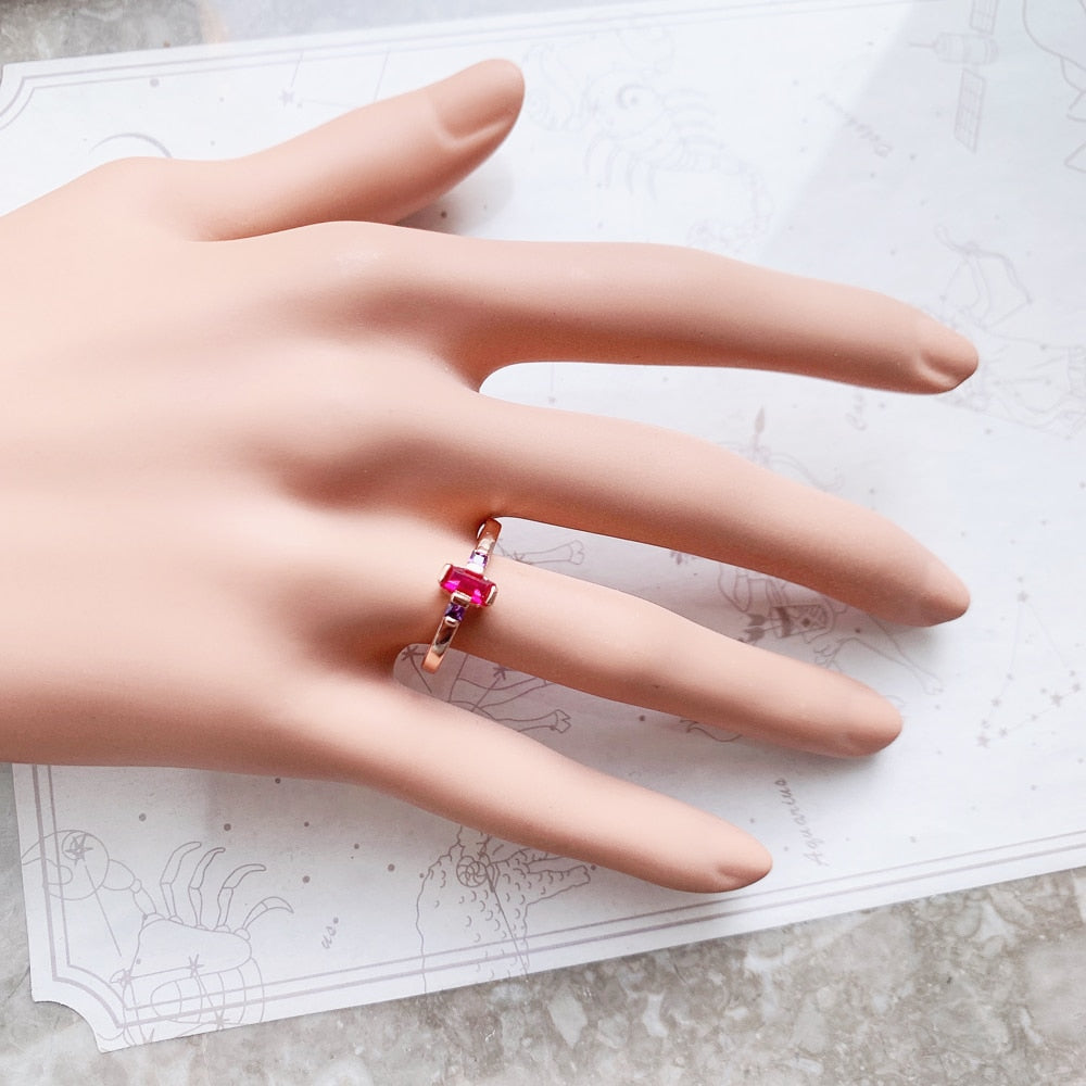 Ring Stone Baguette Cut,Europe Style Rose Gold Fine Jewerly For Women,2022 Brand New Gift In 925 Sterling Silver