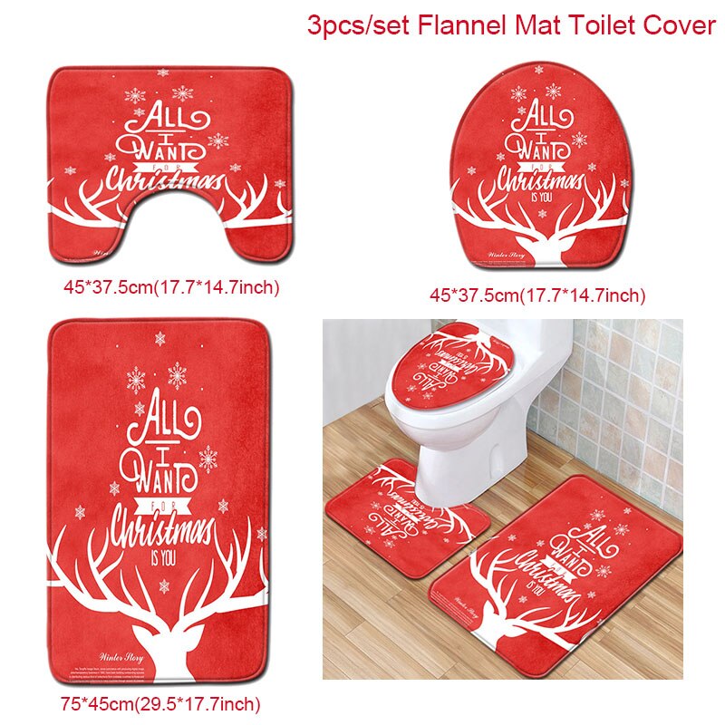 Santa Claus Rug Seat Bathroom Set Merry Christmas Decorations For Home Navidad 2020 Natal Cristmas Party Supplies New Year Gift