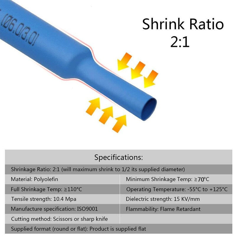 164Pcs Heat Shrink Tube Kit Insulation Sleeving Polyolefin Shrinking Assorted Heat Shrink 2:1 Tubing Wire Cable Sleeving Tube