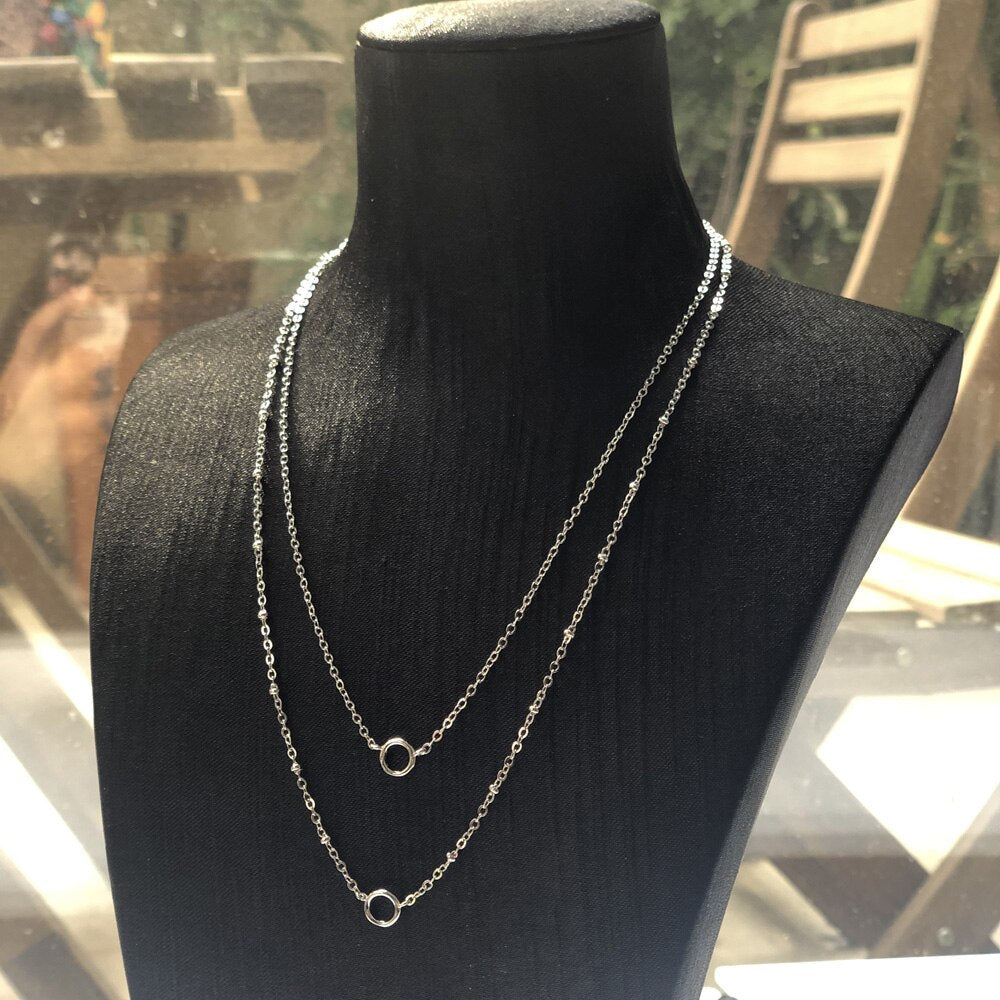 Charm Necklace Double Carriers,Spring Fashion Jewelry Europe 925 Sterling Silver Trendy Gift For Women Girls