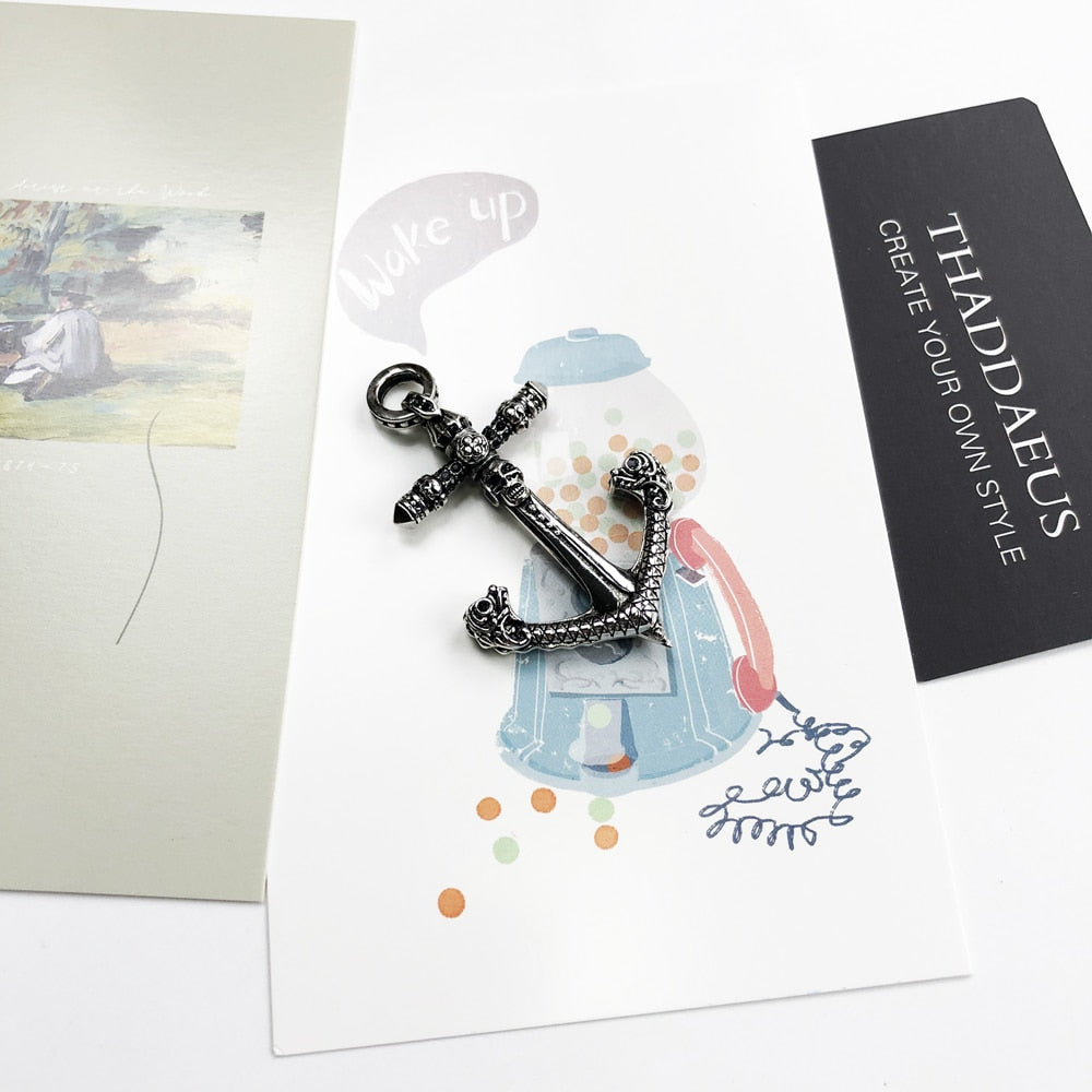 Pendant Skull Anchor Brand New Fashion Punk Jewelry Europe 925 Sterling Silver Accessories Rebel Gift For Woman Men