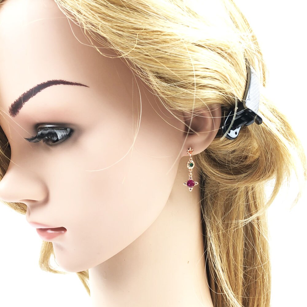 Earrings Colourful Lucky Symbols Playful Vintage Gift For Women High Quality Rose Gold Color 925 Sterling Silver Fine Jewelry