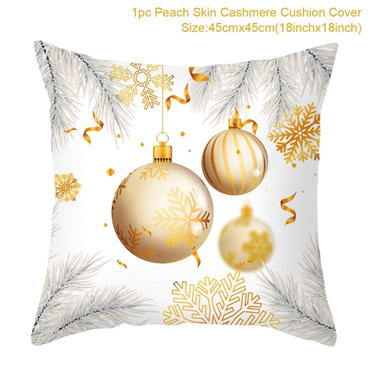 White Golden Xmas Cushion Cover 2022 Merry Christmas Decorations for Home Christmas Ornaments Navidad Xmas Gift New Year 2023