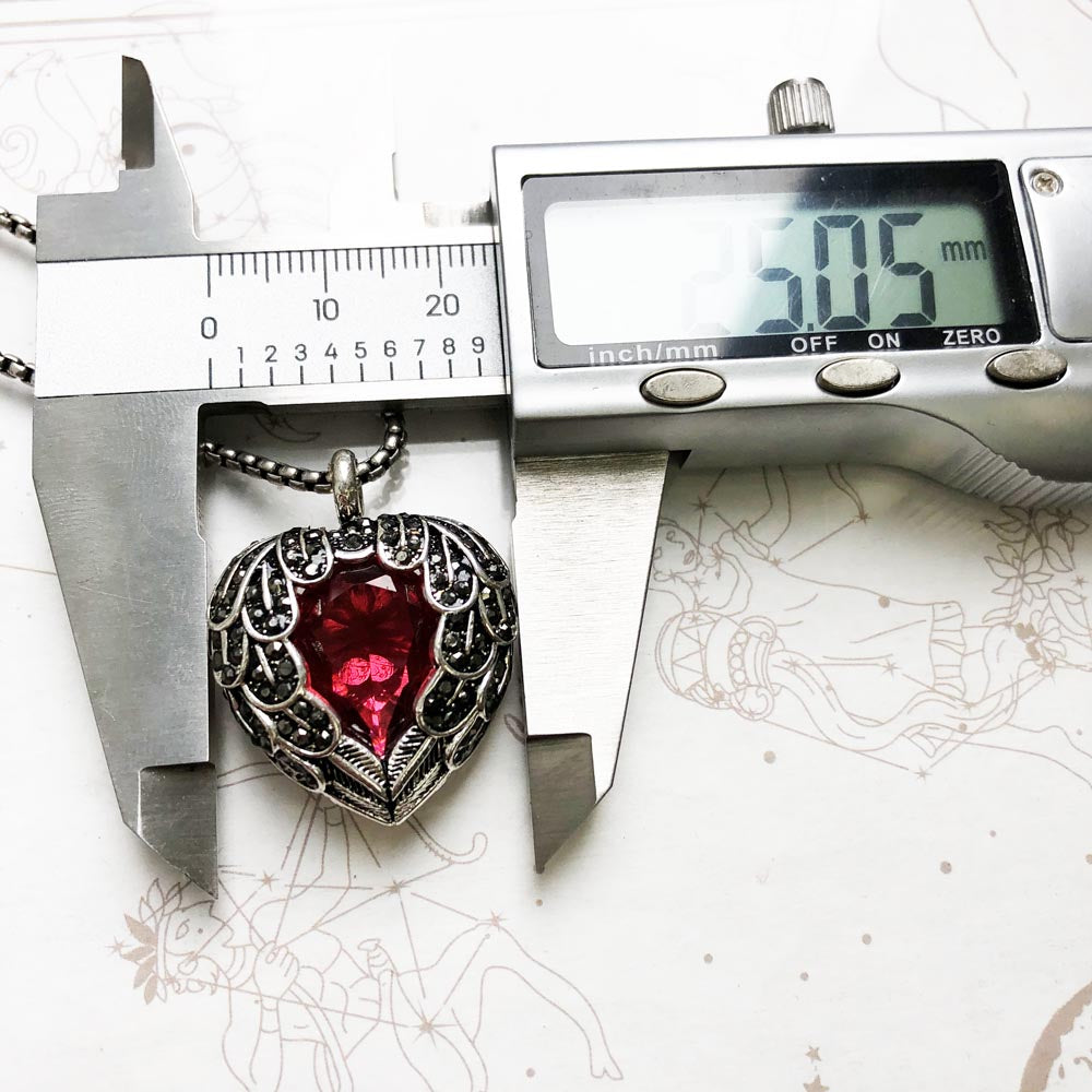 Pendant Necklace Red Winged Heart Brand Link Chain Fashion Jewelry Europe Style 925 Stering Silver Gift For Women