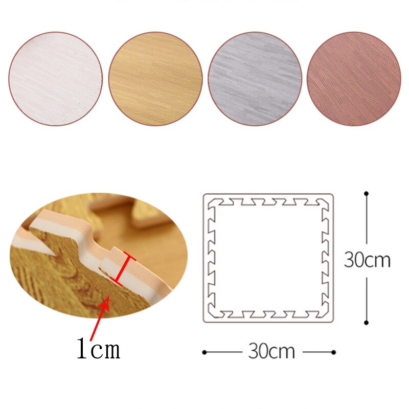 Wood Grain Puzzle Floor Foam Carpet Bedroom Splicing Mat  Baby Play Mat Interlocking Exercise Tiles 10Pcs/set 30*30cm