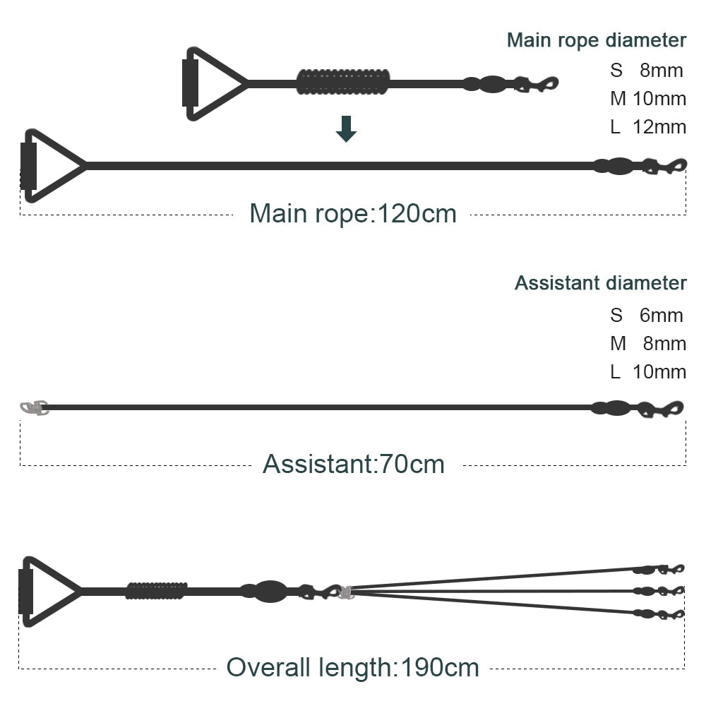 Colorful Multi-Dog Leash for Connecting 3 In 1, Dog Outdoor Walking Nylon Detachable Round Traction Rope with Padded Foam Handle - anconmall