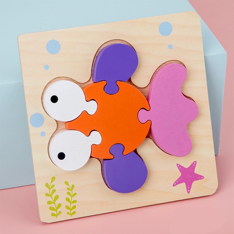 3D Shape Cognition Board Children's Jigsaw Puzzle Wooden Toys Kids Educational Toy Baby Montessori Learning Match Tangram Toys