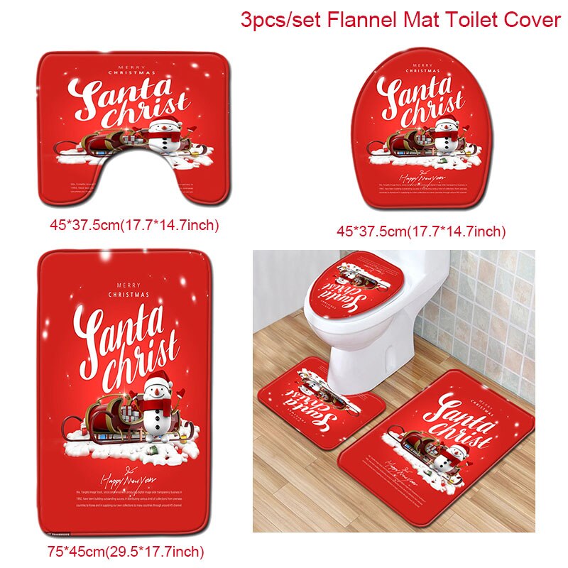 Santa Claus Rug Seat Bathroom Set Merry Christmas Decorations For Home Navidad 2020 Natal Cristmas Party Supplies New Year Gift