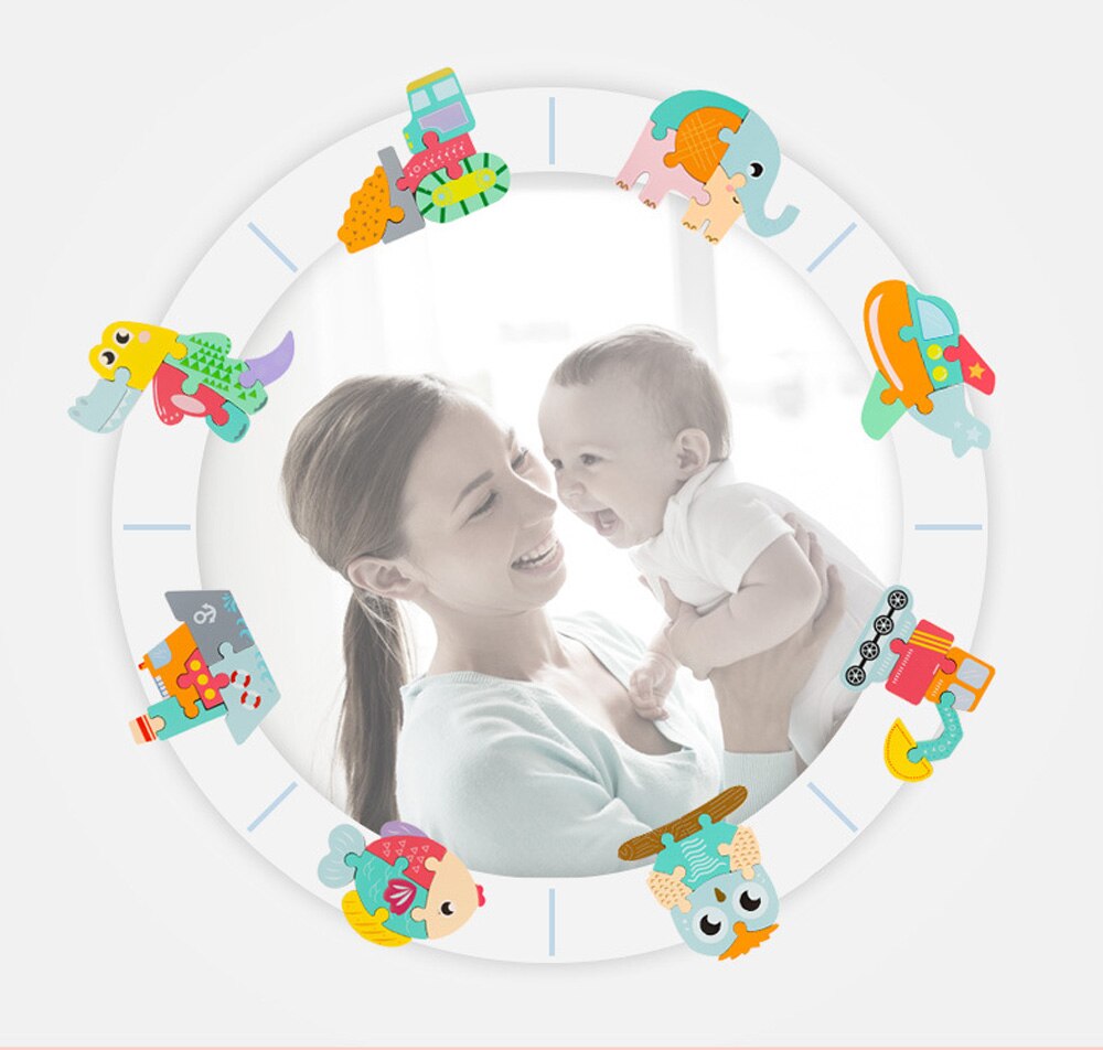 Wooden 3D Puzzle Educational Toys Jigsaw Toys For Children Baby Cartoon Animal Puzzles Intelligence Kids Toy Board Games